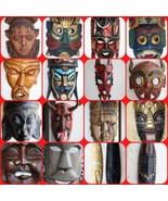 Mask Wood Hand Made Carved Vintage Collectible Home Decoration Wooden Ra... - £24.89 GBP+