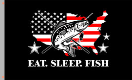 Eat.Sleep. Fish Fishing Flag 90x150cm 3x5ft Decor Best Banner - £11.98 GBP