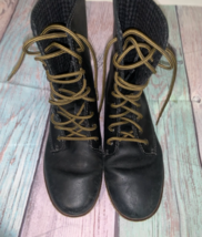 Dr Martens Black Leather Combat Boots-Unisex -Women&#39;s 7 - £35.55 GBP