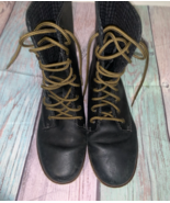 Dr Martens Black Leather Combat Boots-Unisex -Women's 7 - £35.66 GBP