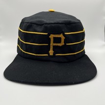 Vintage Pittsburgh Pirates Hat Pillbox Striped Fitted Cap USA 70s MLB Size SMALL - £30.44 GBP