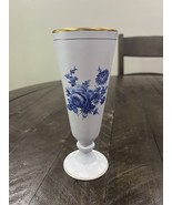 Flora Keramiek Vase Gouda Holland Blue Rose 1834 Blue Interior Pedestal - $26.88 CAD