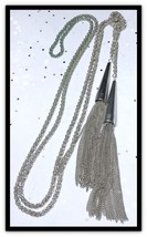 Kendra Scott Necklace Silver Tone PHARA Fringe Tassel Lariat Rope 48.5&quot; Long - £28.39 GBP