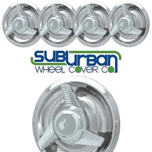 Chevrolet GM Rally Wheel Chrome 3 Bar Knock Off Spinner Center Caps SET/4 C2032 - £67.92 GBP