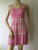 NEW ANGIE Pink &amp; White Graphic Summer Sleeveless Hi-Lo Hem Dress (Size S) - £12.02 GBP
