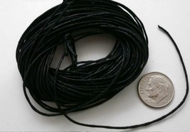 Black waxed cotton beading cord 12 feet 1mm necklace woven lace 4 meters... - $1.93