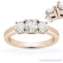 Forever ONE D-E-F Round Cut Moissanite 3-Stone Engagement Ring in 14k Rose Gold - £2,158.17 GBP