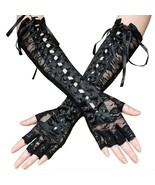 Elegant Retro 1 Pair Women&#39;s Long Fingerless Lace Corset Gloves Black - $356.99 MXN