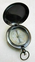 2 pic Antique Brass Pocket Compass Nautical Push Button Anchor Halloween gift - £30.36 GBP