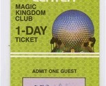 Epcot Center Magic Kingdom Club One Day Ticket Walt Disney World 1980&#39;s - $21.78