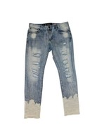Damati Upscale Mens 34x30 Distressed Bleach White Bottoms Jeans Rips Denim  - $39.08 CAD