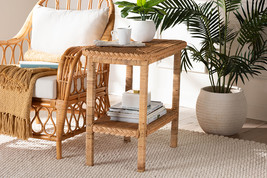 Samwell Bohemian Light Honey Braided Rattan Side Table - $225.00