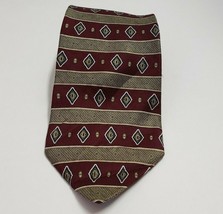 Geoffrey Beene Tie 100% Silk Burgundy /Gold Striped Woven - £5.23 GBP