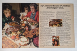 vintage 1971 Log Cabin family dinner syrup 2 pg PRINT AD christmas grandma kids - £11.72 GBP