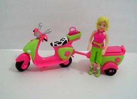 Polly Pocket Doll Scooter And Trailer Pink Lime Green - $14.95