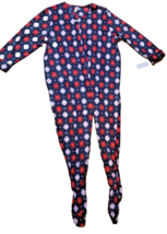 Women&#39;s Heart Checkered FLEECE Footed Pajamas PJ Christmas Holiday Zip 2XL NEW - £23.97 GBP