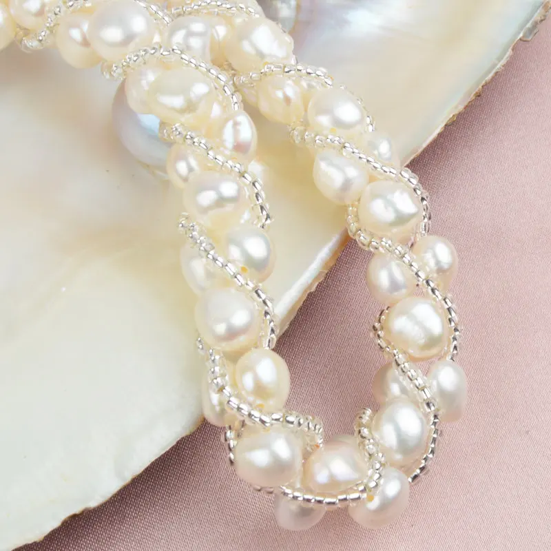 Real Natural Freshwater Pearl Handmade Jewelry Sets &amp; More Necklace Bracelet 925 - $40.29