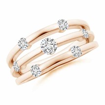 ANGARA 0.76ctw Triple Row Dotted Natural Diamond Orbit Ring in 14K Gold (HSI2) - £1,385.15 GBP