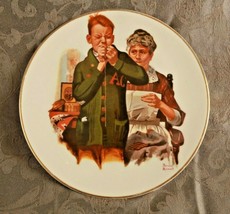 Helping Mother Boy Sewing Norman Rockwell Plate Monarch China 8 3/8&quot; Gold Rim - £12.86 GBP