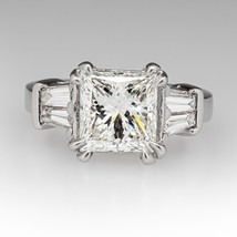 Vintage 2Ct Princess Lab Created Diamond Sterling Silver Women Engagement Ring - £65.12 GBP