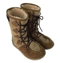 BLACK SHEEP Australia Womens Tan Suede Lace-up Sheep Fur Lined Boots 8 - £19.13 GBP