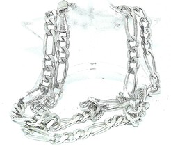 Figaro Design 20 Inch Long Necklace Real Solid .925 Sterling Silver 23.4 G - £92.92 GBP