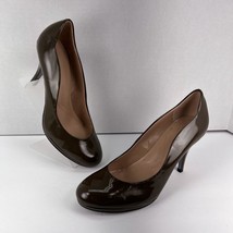 Tahari Colette Sz 8.5 Brown Patent Leather Scalloped Pump High Heel - £22.85 GBP