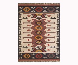 Wool Jute Handmade Handwoven Oriental Accent Handloom Area Kilim rugs - £52.32 GBP+
