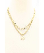 2 Layered Metal Chain Round Pendant Necklace - $9.00