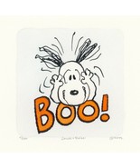 Snoopy Peanuts Artwork Sowa &amp; Reiser #D/500 Hand Painted Etching Boo Face - £36.74 GBP