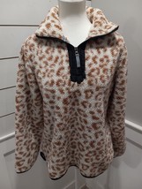 Simply Southern Women Size Small Leopard Animal Print Pull Over Zip Up Fleece - £15.97 GBP