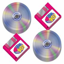 90&#39;s Party Supplies - Floppy Disk Napkins and CD Paper Plates (Serves 16... - £14.13 GBP+