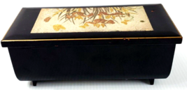 Floral Japanese Black Lacquer Jewelry Music Box Made USA - £12.57 GBP