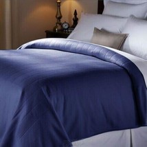 Sunbeam Quilted Fleece Electric Heated Warming Blanket King Newport Blue - £75.67 GBP