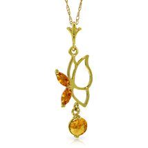 Galaxy Gold GG 14k Solid Gold 18&quot; Necklace with Citrine Butterfly Pendant - £382.29 GBP