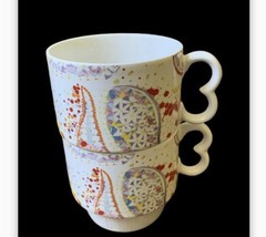 Vintage MCM Coffee Mugs Stackable Made In Japan Paisley B Handle  - £11.67 GBP