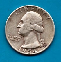 1954 S Washington Quarter - Silver - Moderate Wear - £7.11 GBP
