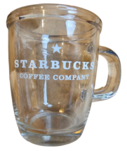 Starbucks Coffee Company Branded Clear Glass Coffee Mug Cup White Star Abbey - £23.73 GBP