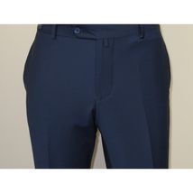 Men's MONO Turkey Slacks 100% Wool Plain Front Slim Fit 2502-04 Royal Blue image 10