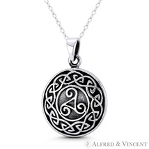 Triskelion Triple Spiral Triskele Celtic Knot Charm .925 Sterling Silver Pendant - £25.61 GBP