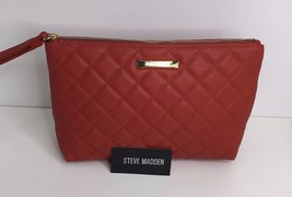 Steve Madden Red Quilted Wristlet Make Up Bag Nwt - £16.66 GBP