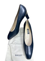 BALLY Maggiore Blue Leather Slip On Pump Heel Shoes Size 9.5 C Made Swit... - $14.84