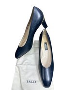 BALLY Maggiore Blue Leather Slip On Pump Heel Shoes Size 9.5 C Made Swit... - $273.89 MXN