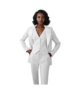 White 3 Pieces Wool Blazer and Pants Women&#39;s Suit Set  - $88.00