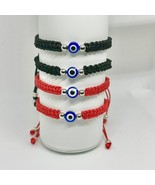 Evil Eye Bracelet, Blue Glass Bead Protection Amulet, Black and Red String - €7,69 EUR