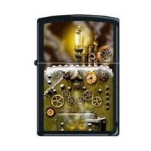 Zippo Lighter - Steampunk Industrial Machinery Black Matte - 853224 - £24.42 GBP