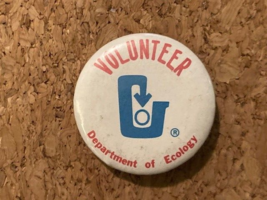 Vintage Collectible Department of Ecology Volunteer Pinback Pin 1.5&quot; - £5.36 GBP