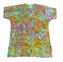 Comfy Cotton Watercolor Whimsical Nursing Scrub Top Shirt Womens Size XS - $9.99