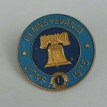 Vintage 1975 Pennsylvania Lions Club With Liberty Bell Lapel Hat Pin - $4.46