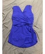Lands&#39; End Women&#39;s Halter One Piece Swimsuit Purple, Size 8, Ruched, V-Neck - $491.08 MXN